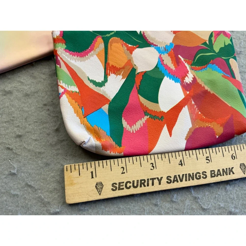 Ipsy Makeup Bag Set of 3 Floral Geometric Rainbow Zipper Pouches Small Travel